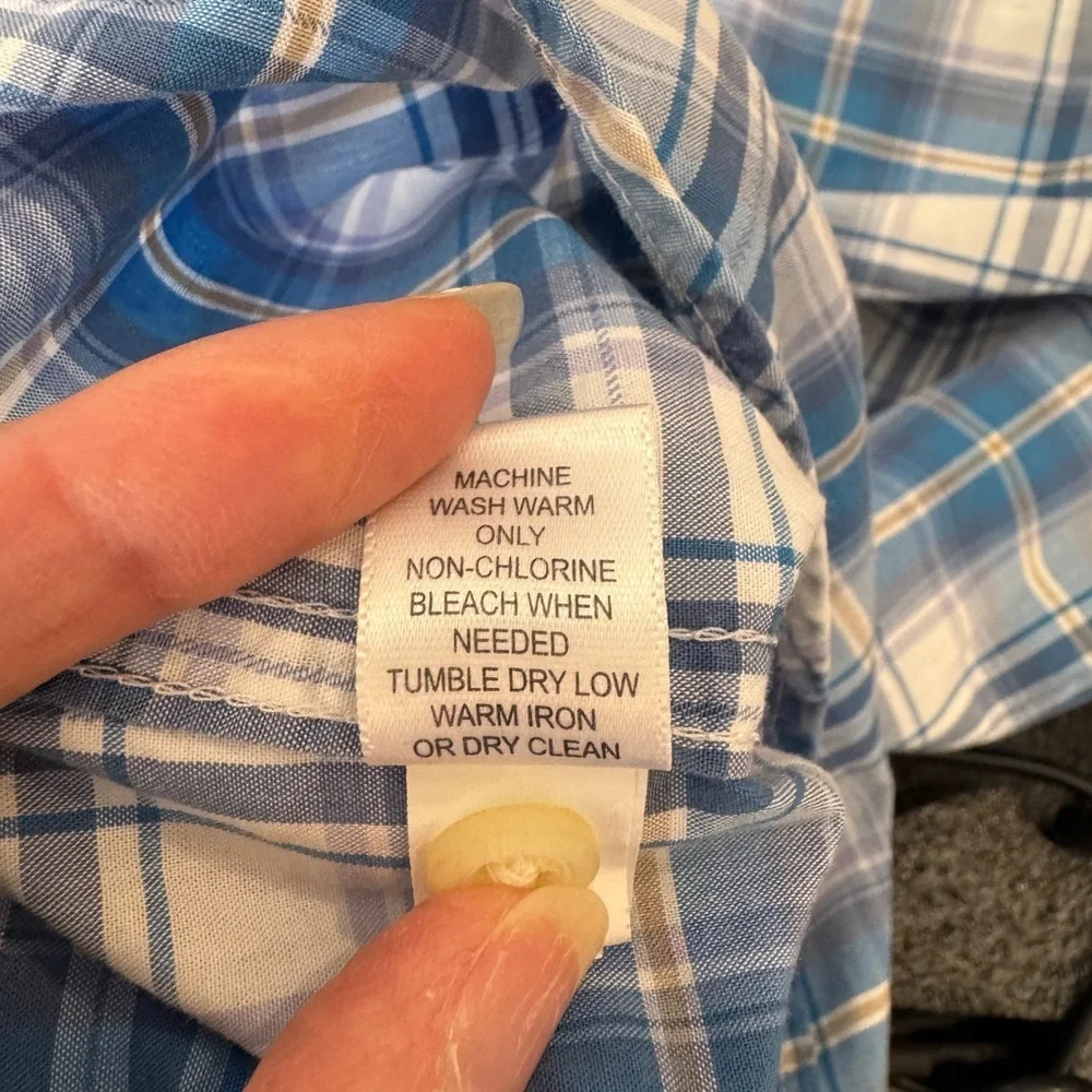 Banana Republic Blue Plaid Men's Shirt Size Large
